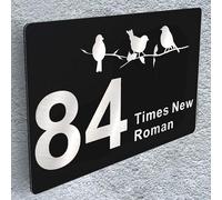 Personalized House Signs and Door Number Plaques - Wall Mounted Front Gate Black Aluminium Road Name Plaque (Design 1)
