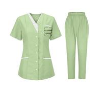 Personalized Housekeeping Uniform Set-Custom Logo Cleaning Staff T-shirt, Maid uniform for Women, Cleaning Service Gift, Light Green-1, /S 3XL