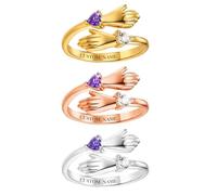 Personalized Hug From Heaven Birthstone Ring, Custom Name Birthstone Mother Daughter Rings for Granddaughter, Hug From Heaven Ring for Women Anniversary Birthday Gifts