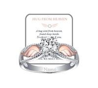 Personalized Hug From Heaven Memorial Angel Wings Ring, Customized Name Hug Rings for Women, Personalized Birthstone Rings for Women, Mommy of An Angel Ring Memorial Gifts for Anniversary Birthday