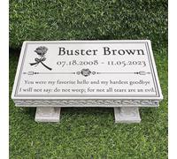 Personalized Human Memorial Bench Stones with Photo, Bench Memorial Garden Stone, Memorial Bench Plaques for Outdoors, Gifts for Someone Who Lost a Loved One, or Pet, Dog, Cat (D)