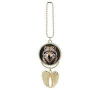 Personalized Hungry Like A Wolf Car Rearview Mirror Ornament Double Side Custom Photo Picture Car Hanging Pendant Accessories Alloy Angel Wings Vehicle Decoration Golden