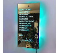 Personalized I AM Affirmations Mirror LED Light Up Lamp Custom Name Sign for Wall Art,Neon Sign,Mother's Day Anniversary Christmas Birthday Gifts for Kids Mom Friend Wife (40x20cm)