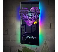 Personalized I AM Affirmations Name Mirror LED Light Personalised Positive Name Mirror Light I AM Mirror Light Up Mirror Sign Wall Mirror I AM Strong I AM Loved,Heart Affirmations Mirror Light