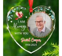 Personalized I Am Always with You Ornament, Add Photo Xmas in Heaven Ornament 2025 Gift for Loss of Loved One, Customized Date/Photo & Name Remembrance Glass Christmas Ornaments Gift for Memorial