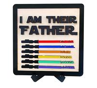 Personalized I AM THEIR FATHER Plaque for Fathers Day, Custom 1-6 Kids Names Wood Engraved Sign, Customized Fathers Day Dad Daddy Grandpa Birthday Gifts from Wife, Son, Daughter (Black)