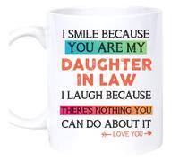 Personalized I Smile Because Youre My Daughter-in-law, Mothers day Gifts For Daughter-in-law on Birthday, Christmas Coffee Mug(11oz, White)