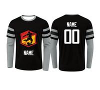 Personalized Ice Hockey Jersey for Men Women,Custom Name Number Logo Ice Hockey Practice Jersey,Customize Your Own Training Jerseys for Fans,faux two piece,Long Sleeve,Front Back Print,Casual Sport