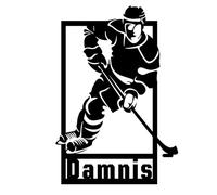 Personalized Ice Hockey Wall Decor Sticker Custom Player Name & Number Ice Hockey Silhouette Wall Art Decal, Sports Gifts for Bedroom, Christmas & Birthday