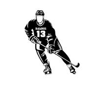 Personalized Ice Hockey Wall Decor Sticker Custom Player Name & Number Ice Hockey Silhouette Wall Art Decal, Sports Gifts for Adults Kids Teen Boys Christmas Birthday