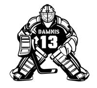 Personalized Ice Hockey Wall Decor Sticker Custom Player Name & Number Ice Hockey Silhouette Wall Art Decal, Sports Gifts for Adults Kids Teen Boys Christmas Birthday