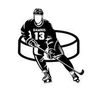 Personalized Ice Hockey Wall Decor Sticker Custom Player Name & Number Ice Hockey Silhouette Wall Art Decal, Sports Gifts for Adults Kids Teen Boys Christmas Birthday