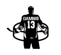 Personalized Ice Hockey Wall Decor Sticker Custom Player Name & Number Ice Hockey Silhouette Wall Art Decal, Sports Gifts for Adults Kids Teen Boys Christmas Birthday
