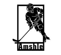 Personalized Ice Hockey Wall Decor Sticker Custom Player Name & Number Ice Hockey Silhouette Wall Art Decal, Sports Gifts for Bedroom, Christmas & Birthday