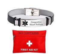 Personalized ID Bracelets for Women Men Stainless Steel Healthcare Medical Congestive Heart Failure Wristband Patient First Aid Alert Jewelry for Emergency to Save Life,Customized