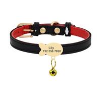 Personalized ID Collar Necklace With Bell Fish Nameplate Suitable For Pug Chihuahua Yorkshire Terrier Poodle,Black,XS