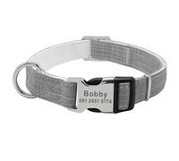 Personalized ID Tag Dog Collar Adjustable Nylon Dog Collar Customized Name Phone Number Dog Collar For Pug Chihuahua French Bulldog Labrador,black,M
