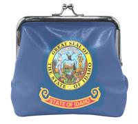 Personalized Idaho State Flag Women Cute Coin Purse Leather Kiss Lock Coin Change Pouch Wallet, idaho state flag, Classic, idaho state flag, Classic