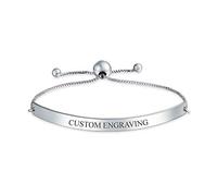 Personalized Identification ID Bracelet Inspirational Word Bolo Bracelet For Women Teens Graduation Gift .925 Sterling Silver Adjustable Custom Engraved