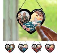 Personalized I'm Always with You Suncatcher Ornament with Photo Name Date Heart Loss of Lover Ones Sun Catcher Window Hanging Decoration Memorial Sympathy Gift for Grandma Grandpa Dad Mom Family Pet