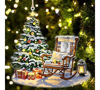 Personalized in Heaven Memorial Acrylic Christmas Ornament Custom Photo Xmas Tree Rocking Chair Hanging Decor Gifts for Loss of Loved Ones of Family Member
