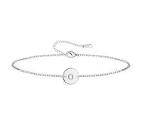 Personalized Initial Bracelet for Women Stainless Steel Letters Bracelet Delicate Coin Dainty Disc Alphabet Charm Bracelet Monogram Name Bracelet, Small, Stainless Steel, no gemstone