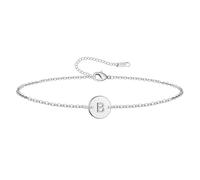 Personalized Initial Bracelet for Women Stainless Steel Letters Bracelet Delicate Coin Dainty Disc Alphabet Charm Bracelet Monogram Name Bracelet, Small, Stainless Steel, no gemstone