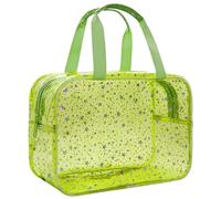 Personalized Initial Clear Makeup Bag Pink Cosmetic Bag Set Large Travel Toiletry Bag, Cute Clear Make Up Bags Organizer Bag for Girlfriend Teacher Gifts Teen Girl Gifts Trendy Stuff, Green