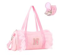 Personalized Initial Dance Bag for Girls, Small Cute Letter 4-6 Kids Ballet Bag, Pink Girls Gift Toddler Travel Duffle Bags, Small-Pink, S, N