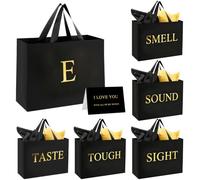 Personalized Initial E Gift Bag, 5 Senses Gift Bags for Him With Labels