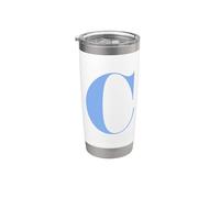 Personalized Initial Letter C Blue Minimalist Monogram Name Stainless Steel Insulated Tumbler