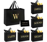 Personalized Initial W Gift Bag, 5 Senses Gift Bags for Him With Labels
