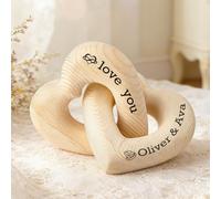 Personalized Interlocking Wood Love Hearts, Custom Romantic Couple Names Engraved, Handcrafted Decor for Valentine’s Day, Birthday, Engagement Wedding Gift for Couples Her Him Wife Husband (Heart 3)