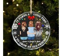 Personalized It Takes A Long Time To Grow An Old Friend Christmas Glass Ornament Custom Besties Best Friend Ornament Christmas Tree Decor Ornament Gift For Old Friend Besties Bestfriend (style2)