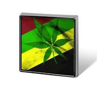 Personalized Jamaica Flag Leaves Lapel Pin for Men Women Cute Funny Square Brooch for Ease And Safe Aluminum Alloy Brooches Suit Dress Accessories Wedding Party