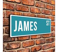 Personalized James Street Sign - Custom Metal Name Plate for Boys Bedroom Decor - Architectural Aluminum Nursery Plaque, Fade Resistant Playroom Wall Art, Birthday Gift for James