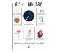 Personalized January 9 Birthdate Gift Journal Born on January 9 Birthday Gift Notebook Featuring Capricorn Zodiac January Birth Flower and Birthstone