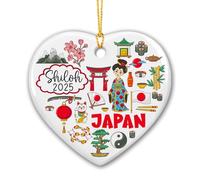 Personalized Japan Landmark Ceramic Christmas Ornament 2024, Japan Travel Souvenir Xmas Keepsake Ornament, Custom Name Japan National Park Christmas Ornament, Tokyo City Xmas Ornament for Japan Lover