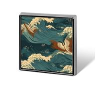 Personalized Japan Wave Wallpapers Lapel Pin for Men Women Cute Funny Square Brooch for Ease And Safe Aluminum Alloy Brooches Suit Dress Accessories Wedding Party