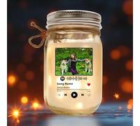 Personalized Jar Light with Custom Photo & Spotify Code - Unique Mother's Day Gift, Birthday Present for Mom, Grandma, or Wife - Family Music Memory Light