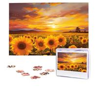 Personalized Jigsaw Puzzles for Adults 1000 Pieces Custom Puzzle from Photos Beautiful Sunflower Field Sunset Puzzles Picture Jigsaw Puzzle Gifts for Holiday Birthday Wedding Anniversay Christmas