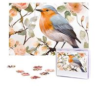 Personalized Jigsaw Puzzles for Adults 1000 Pieces Custom Puzzle from Photos Floral Print Watercolor Robin Bird Puzzles Picture Jigsaw Puzzle Gifts for Holiday Birthday Wedding Anniversay Christmas