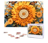 Personalized Jigsaw Puzzles for Adults 1000 Pieces Custom Puzzle from Photos Sunflower surrounded by butterflies Puzzles Picture Jigsaw Puzzle Gifts for Holiday Birthday Wedding Anniversay Christmas
