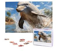 Personalized Jigsaw Puzzles for Adults 1000 Pieces Custom Puzzle from Photos There is a dolphin jumping Puzzles Picture Jigsaw Puzzle Gifts for Holiday Birthday Wedding Anniversay Christmas