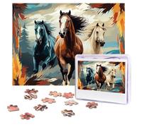 Personalized Jigsaw Puzzles for Adults 500 Pieces Custom Puzzle from Photos A pattern with horses as a background Puzzles Picture Jigsaw Puzzle Gifts for Holiday Birthday Wedding Anniversay Christmas