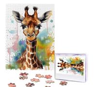 Personalized Jigsaw Puzzles for Adults 500 Pieces Custom Puzzle from Photos Cute giraffe watercolor Puzzles Picture Jigsaw Puzzle Gifts for Holiday Birthday Wedding Anniversay Christmas