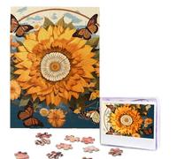 Personalized Jigsaw Puzzles for Adults 500 Pieces Custom Puzzle from Photos Sunflower surrounded by butterflies Puzzles Picture Jigsaw Puzzle Gifts for Holiday Birthday Wedding Anniversay Christmas