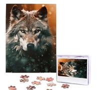 Personalized Jigsaw Puzzles for Adults 500 Pieces Custom Puzzle from Photos Wolf in the forest at night Puzzles Picture Jigsaw Puzzle Gifts for Holiday Birthday Wedding Anniversay Christmas