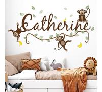 Personalized Jungle Monkey Name Wall Decals - Custom Nursery Stickers for Kids Room Decor, Easy to Apply & Remove Vinyl Wall Art for Baby Jungle Theme Bedroom-Design2