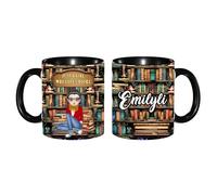 Personalized Just a Girl Who Loves Books Coffee Mug, Custom Name Reading Books Lover Mug Gifts for Women Reader, Reading Book Cup, Christmas Librarian, Bookworm, Bookish,Teacher Gift